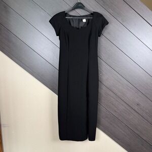 Vintage Virgo Petite Women's Size 4 Black Maxi Dress Union Made USA Side Slit